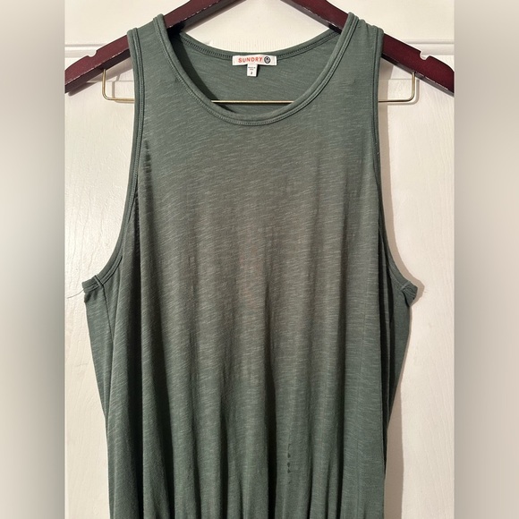 SUNDRY | EVEREVE 2 MED Pine Green Racerback Ruched Tank Dress CLEAN MADE IN USA - Picture 5 of 10